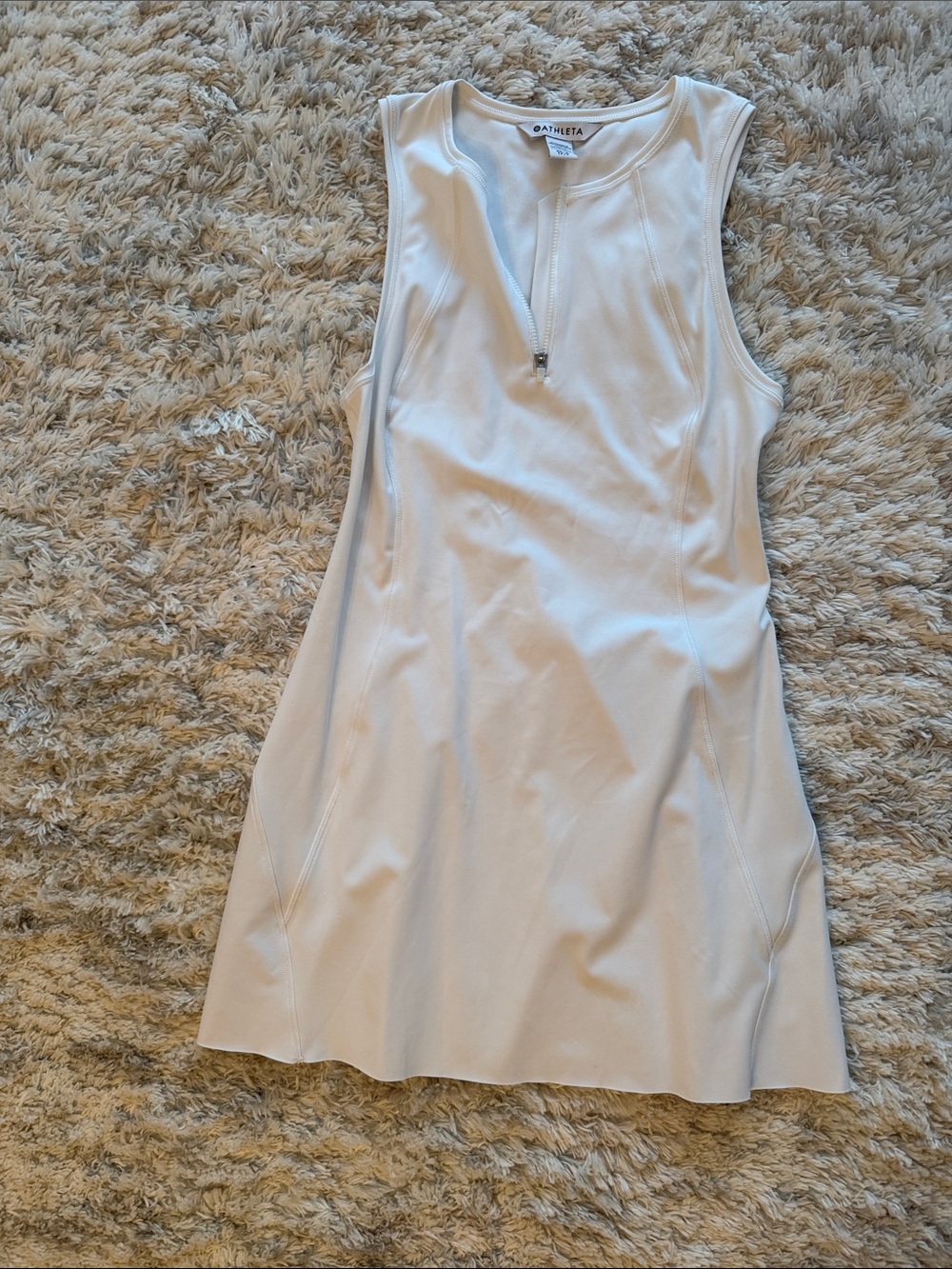 Athleta Cream Sleeveless Zip-Front Mini Dress